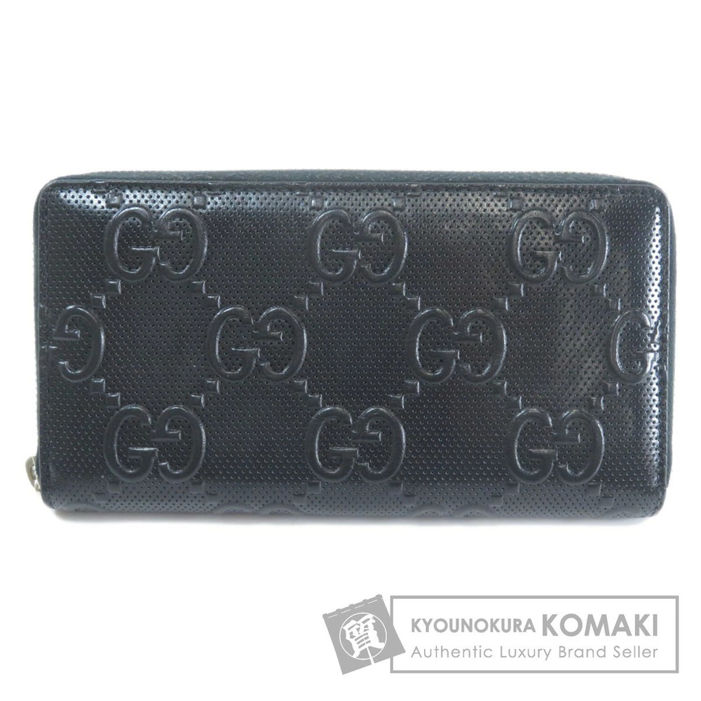 Gucci GG Embossed Round Zip Wallet Long Wallet Leather